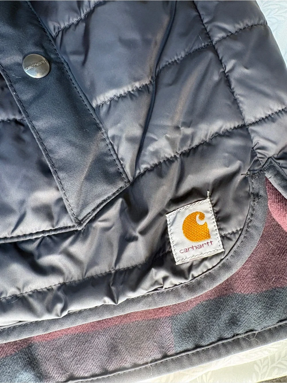 Carhartt Black Quilted Women's Vest with Burgundy Lining